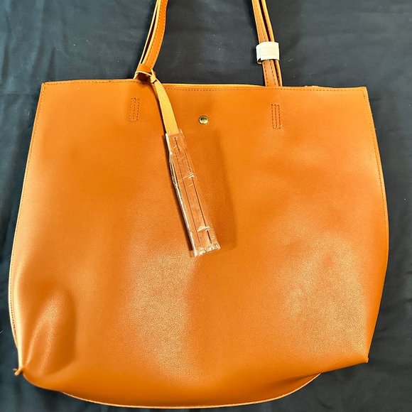 Lightweight Tan Faux Leather Over-the-Shoulder Purse - Picture 1 of 3